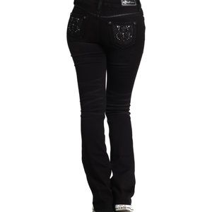NWT Women’s Afflicatjon Jade Jet Black Denim Embellished Straight Jeans (size 26